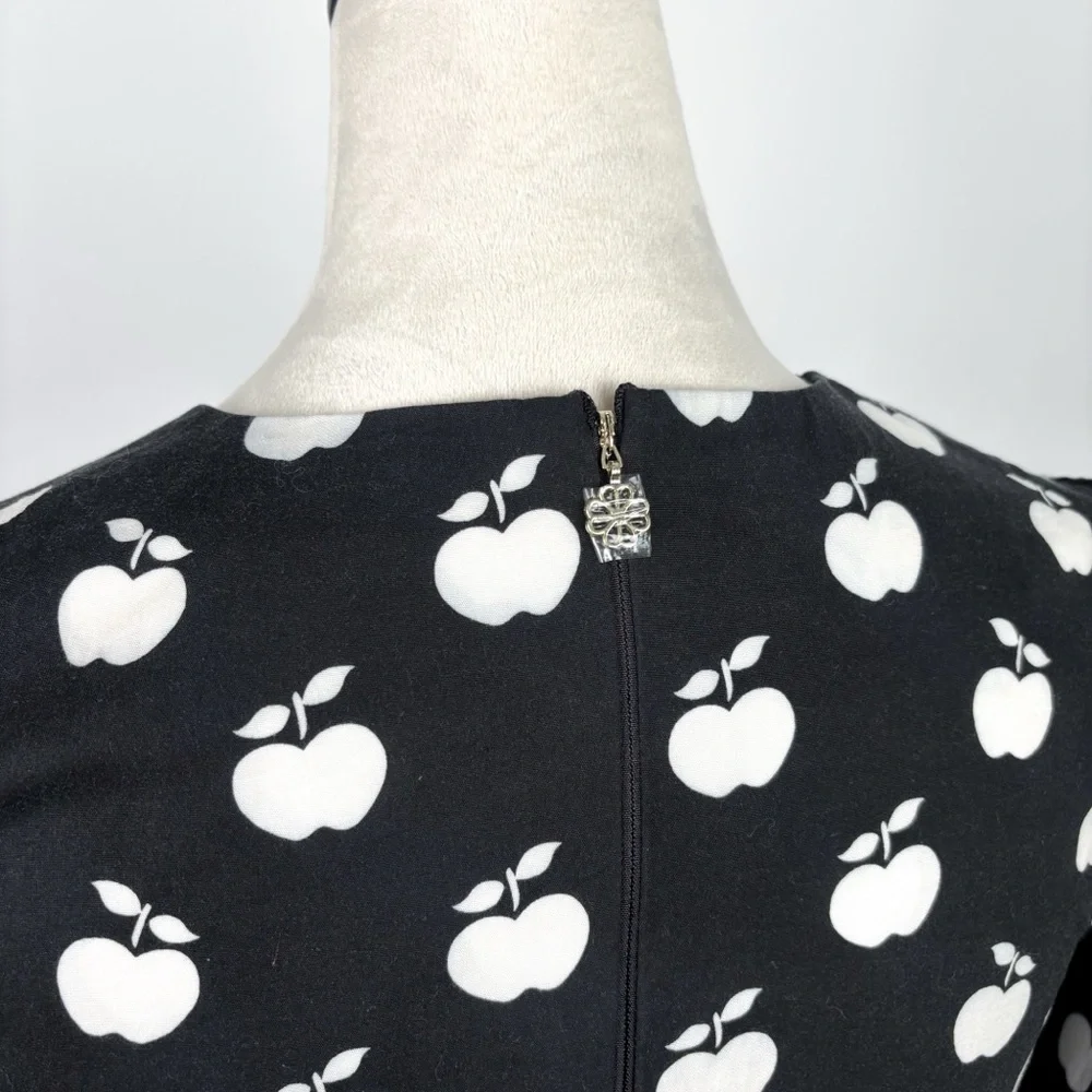 NEW Kate Spade Apple Toss Taxi Black‎ White Puff Sleeve Dress